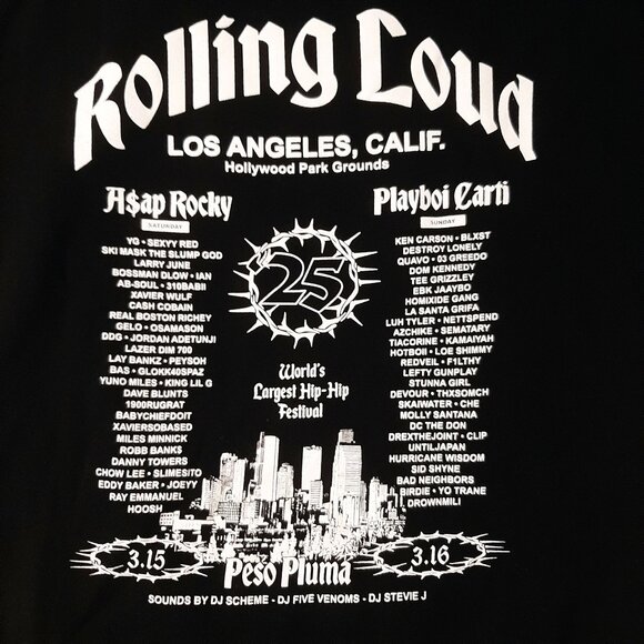 Rolling Loud 2025 lineup hoodie XL official LA Hip Hop music festival merch - Picture 2 of 8